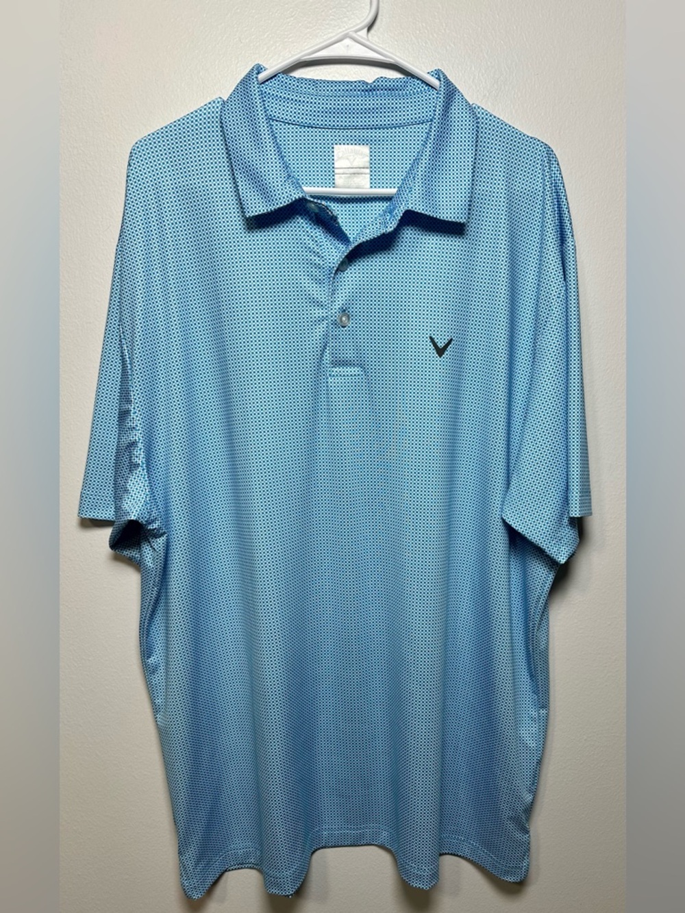 Callaway Light Blue check Opti Dri Polo Shirt Size XL